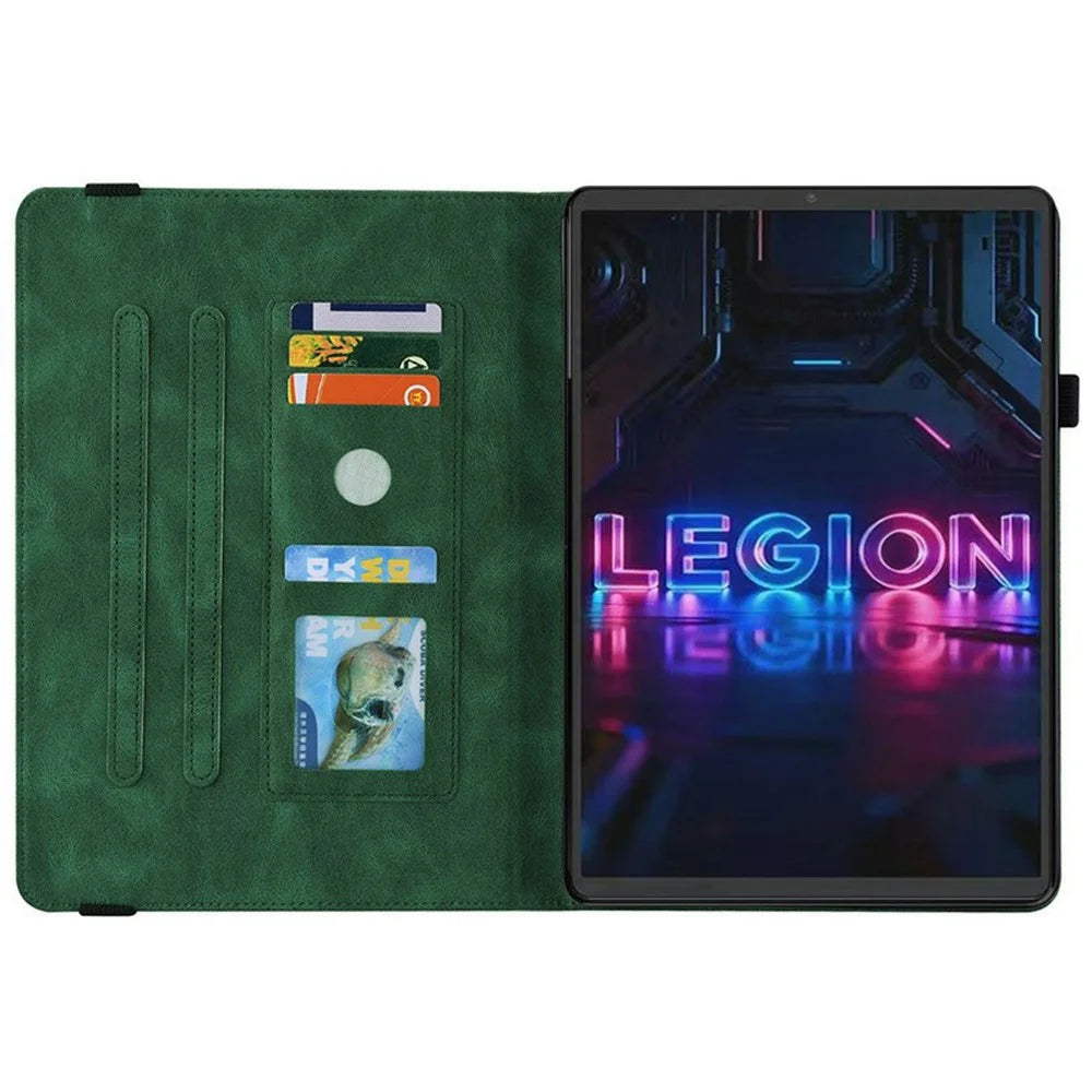 For Lenovo Tab Gen 5 / Legion Y700 (Gen 5) Case Butterfly Flower Imprint PU Leather Tablet Cover with Card Slots - Green - 2
