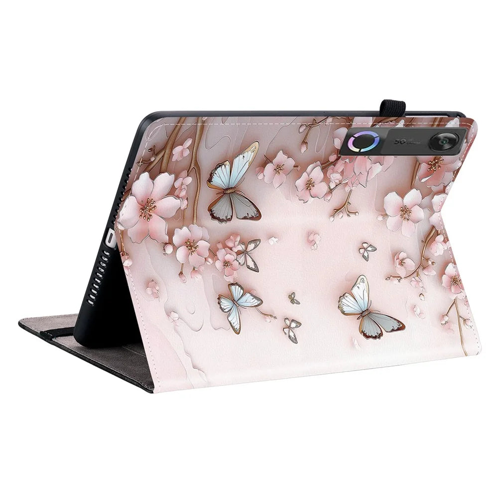 Leather Case For Lenovo Tab Gen 5 / Legion Y700 (Gen 5) Pattern Printed Stand Tablet Cover with Card Slots - Pink Butterfly - 4