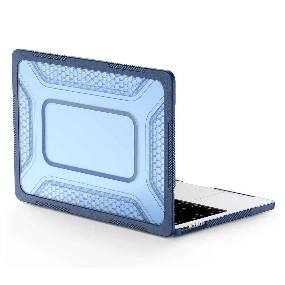 Protective Case with Metal Kickstand for MacBook Air 13 inch (2026) / (2025) / (2024) / (2022) Honeycomb Cooling Design PC+TPU Laptop Cover - Navy Blue - 4
