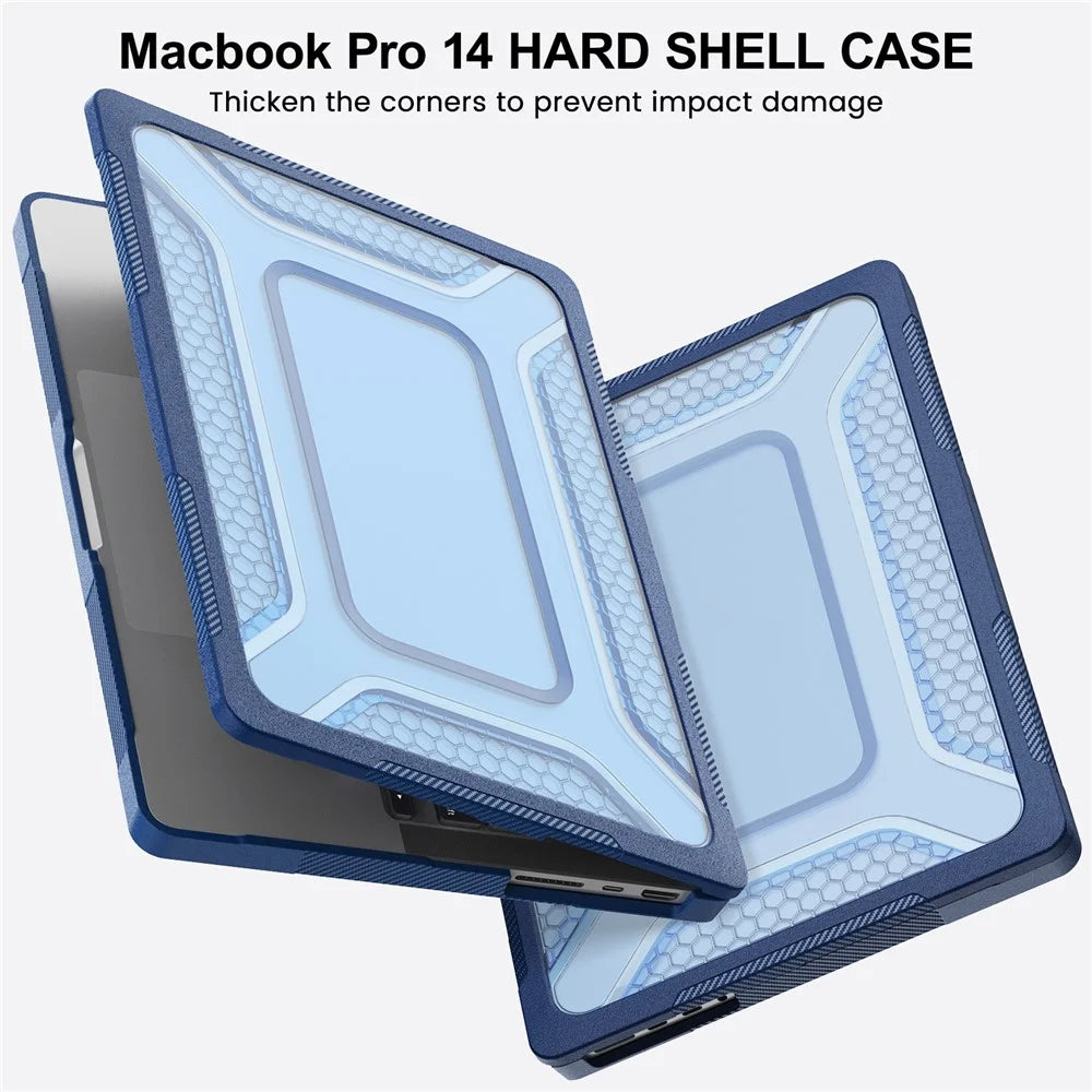Protective Case with Metal Kickstand for MacBook Pro 14 inch (2026) / (2025) / (2024) / (2023) / (2022) / (2021) Honeycomb Cooling Design PC+TPU Laptop Cover - Navy Blue - 7