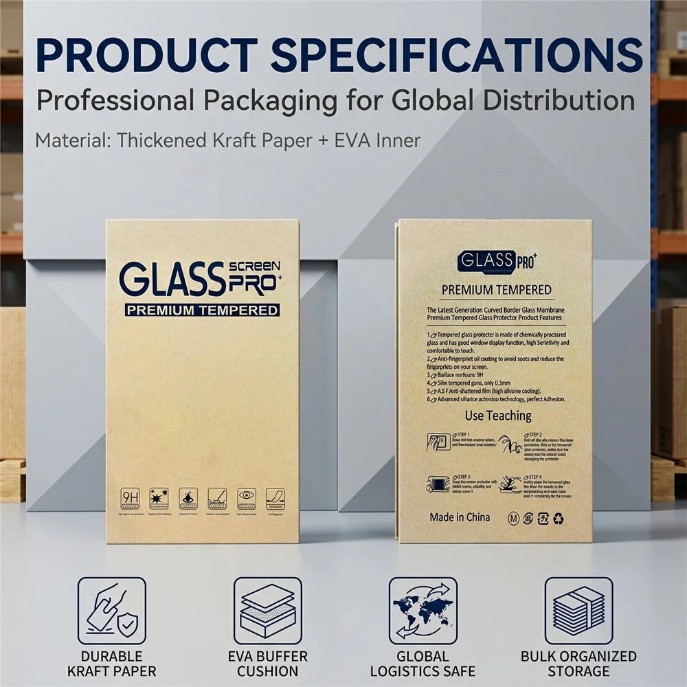 50Pcs 11 inch Packaging Box for Tempered Glass Screen Protector Kraft Paper Foldable Storage Case - Yellow - 4