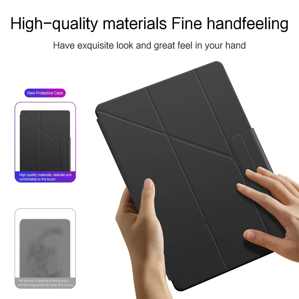 For Lenovo Legion Y900 Leather Case Origami Stand Magnetic Tablet Cover - Black - 5