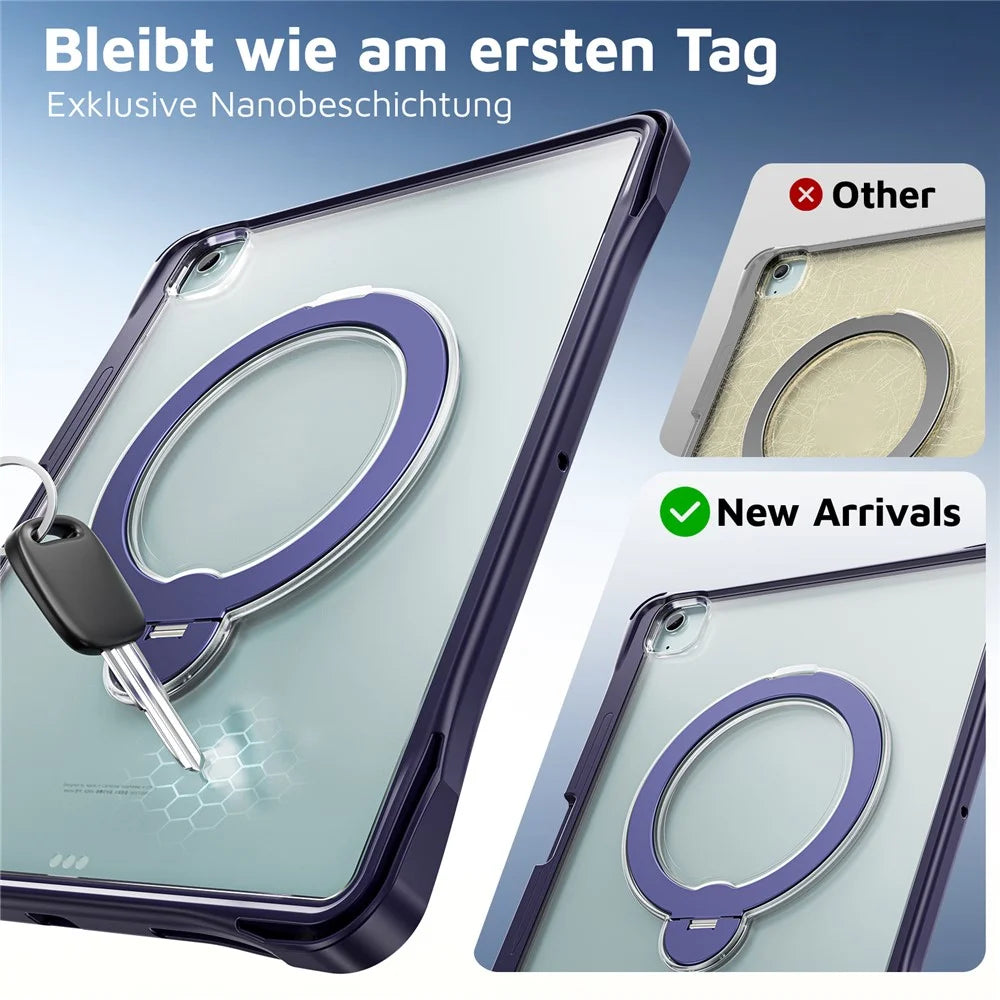 Tablet Case For iPad Air 13 (2026) / (2025) / (2024) / iPad Pro 12.9 (2022) / (2021) / (2020) / (2018) , Rotating Kickstand PC + TPU Shockproof Cover - Navy Blue - 4