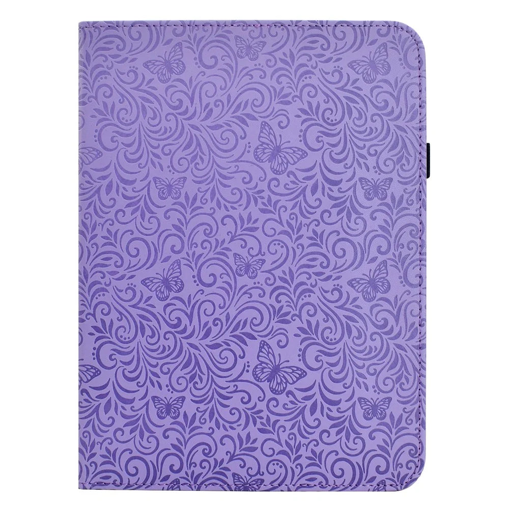 For Samsung Galaxy Tab S9+  /  S9 FE+  /  S10+ Case Butterfly Flower Imrpint Leather Tablet Cover with Rotary Stand Card Holder - Light Purple - 2