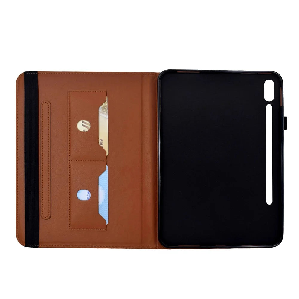For Samsung Galaxy Tab S9  /  S9 FE  /  S10 FE Case Butterfly Flower Imrpint Leather Tablet Cover with Rotary Stand Card Holder - Brown - 4