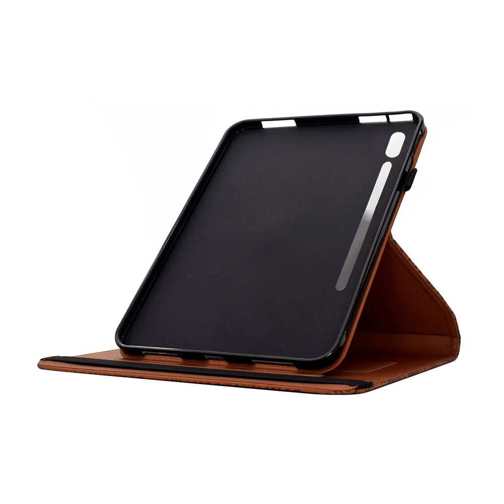 For Samsung Galaxy Tab S9  /  S9 FE  /  S10 FE Case Butterfly Flower Imrpint Leather Tablet Cover with Rotary Stand Card Holder - Brown - 7