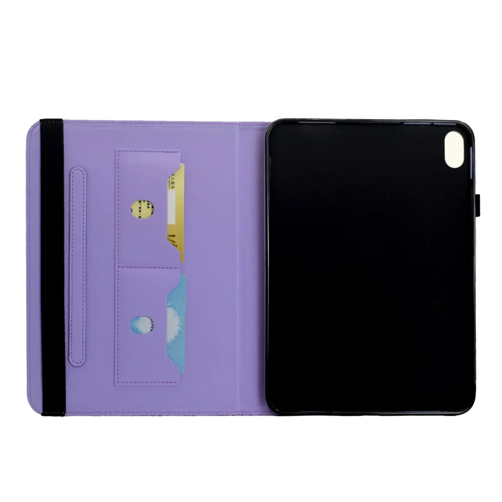For Samsung Galaxy Tab S11 Case Butterfly Flower Imrpint Leather Tablet Cover with Rotary Stand Card Holder - Light Purple - 4