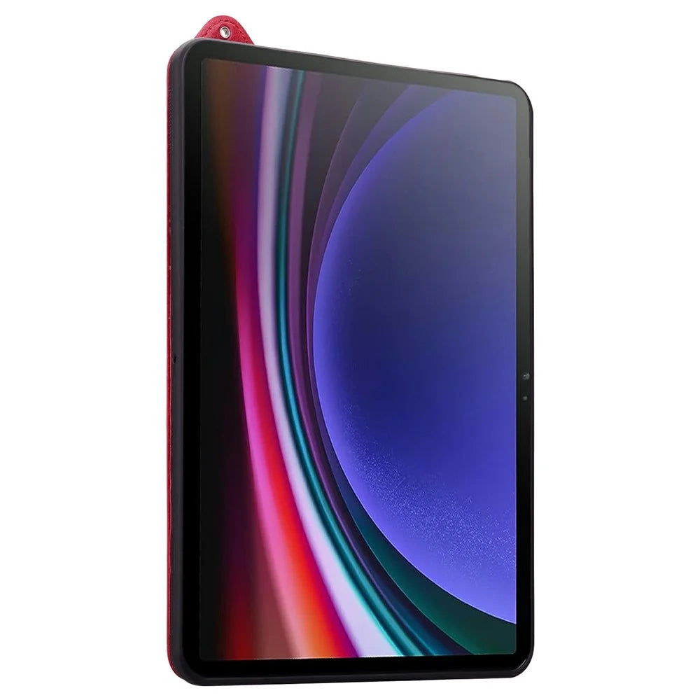 Tablet Case For XSamsung Galaxy Tab S9 / Tab S9 FE / Tab S8 / Tab S7 , Hand Strap Kickstand Leather Cover - Red - 5