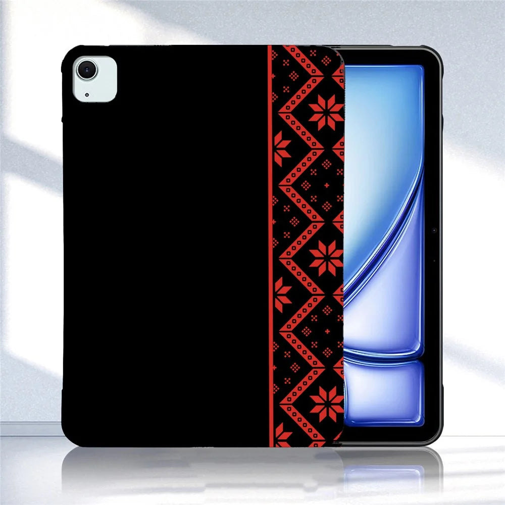 Tablet Case for iPad Air 13 (2026) / (2025) / (2024) / iPad Pro 12.9 (2022) / (2021) / (2020) / (2018) Pattern Printing Soft TPU Cover - Red Ethnic Pattern - 2