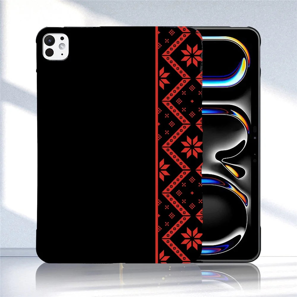 For iPad Pro 13 (2025) / (2024) Case Pattern Printing Soft TPU Tablet Cover - Red Ethnic Pattern - 2