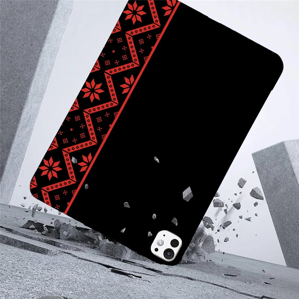 For iPad Pro 11 (2024)  /  11 (2025) Case Pattern Printing Soft TPU Tablet Cover - Red Ethnic Pattern - 4
