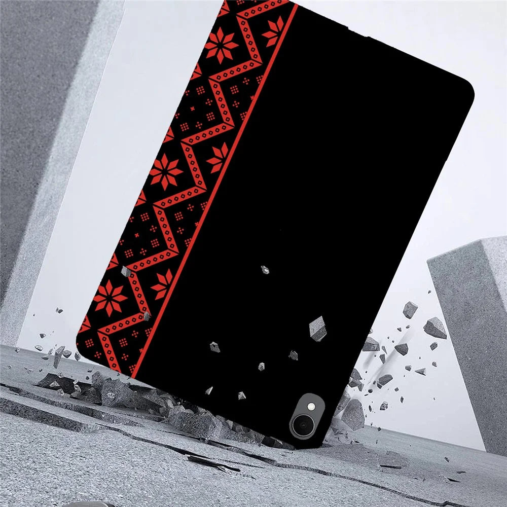 For Samsung Galaxy Tab S11 Case Pattern Printing Soft TPU Tablet Cover - Red Ethnic Pattern - 4