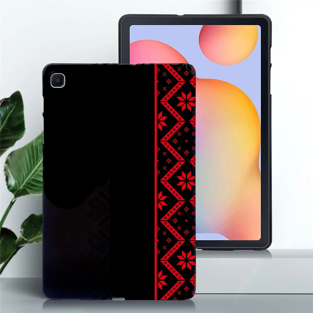 For Samsung Galaxy Tab S6 Lite (2020)  /  S6 Lite (2022)  /  S6 Lite (2024) Case Pattern Printing Soft TPU Tablet Cover - Red Ethnic Pattern - 2