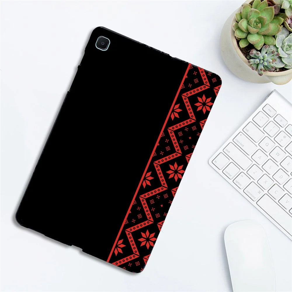 For Samsung Galaxy Tab S6 Lite (2020)  /  S6 Lite (2022)  /  S6 Lite (2024) Case Pattern Printing Soft TPU Tablet Cover - Red Ethnic Pattern - 3