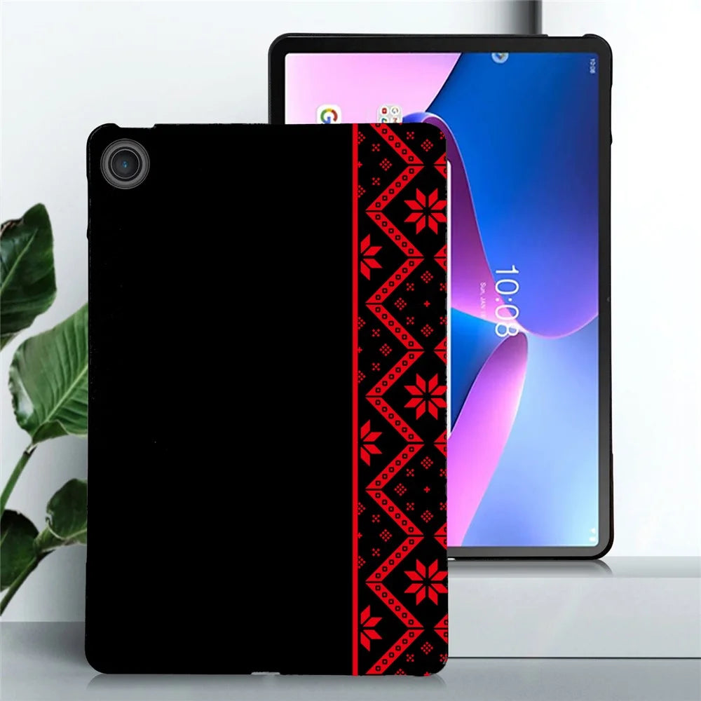 For Lenovo Tab TB311FU Case Pattern Printing Soft TPU Tablet Cover - Red Ethnic Pattern - 2