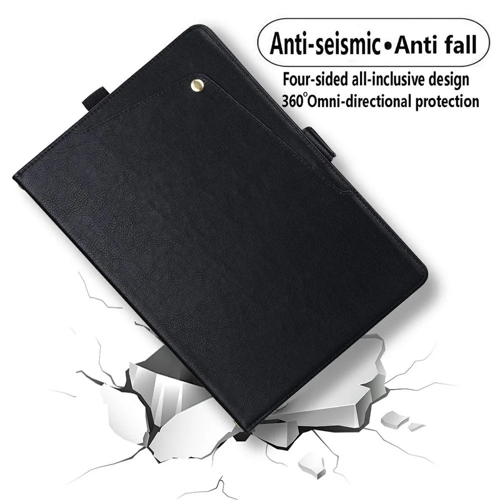 For iPad mini (2021)  /  (2024) Case Front Pocket Business Leather Tablet Cover with Card Holder Stand - Black - 5