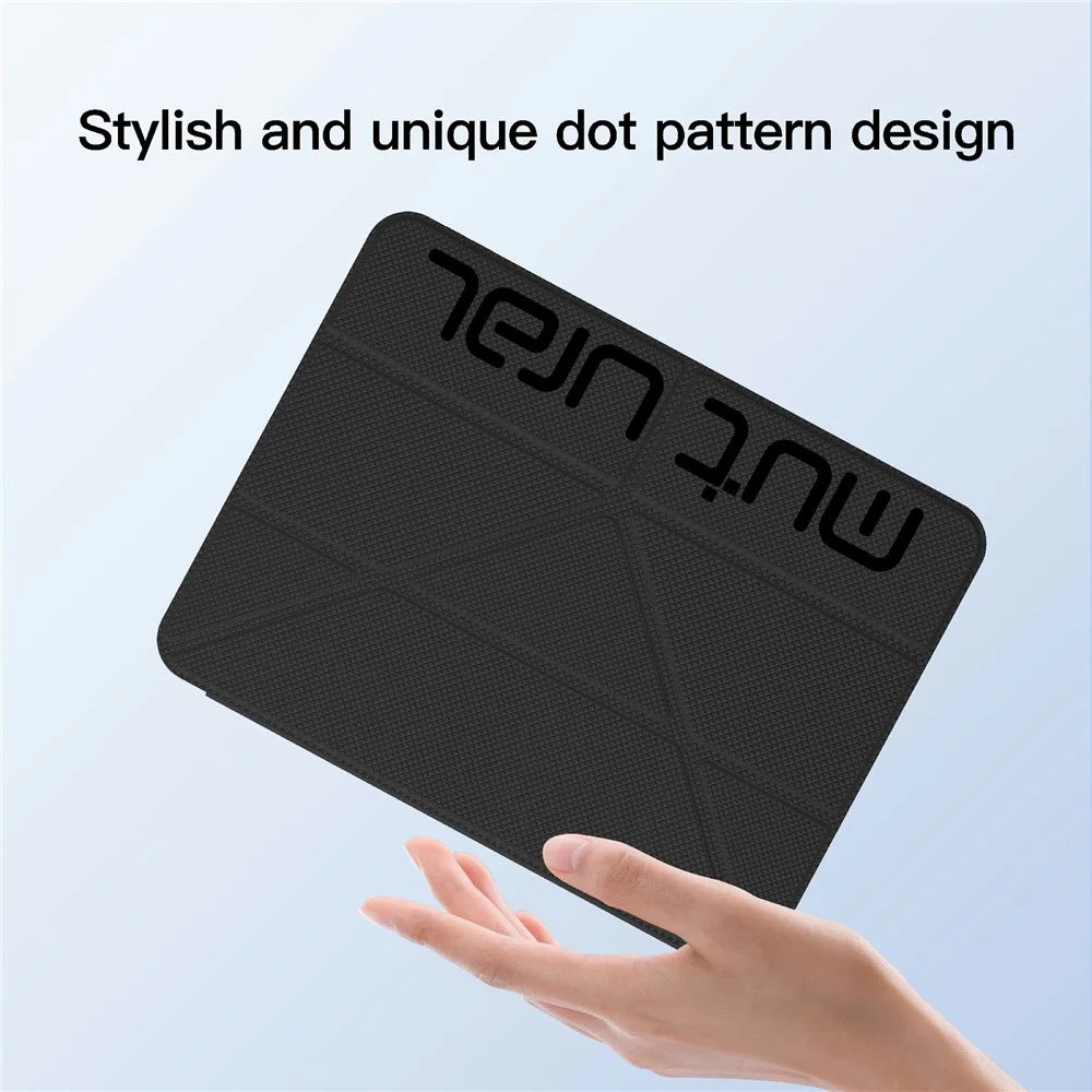MUTURAL for iPad Pro 11 iPad Pro 13 (2025) / (2024) Case Dot Pattern Leather Stand Tablet Cover with Stylus Slot - Black - 6