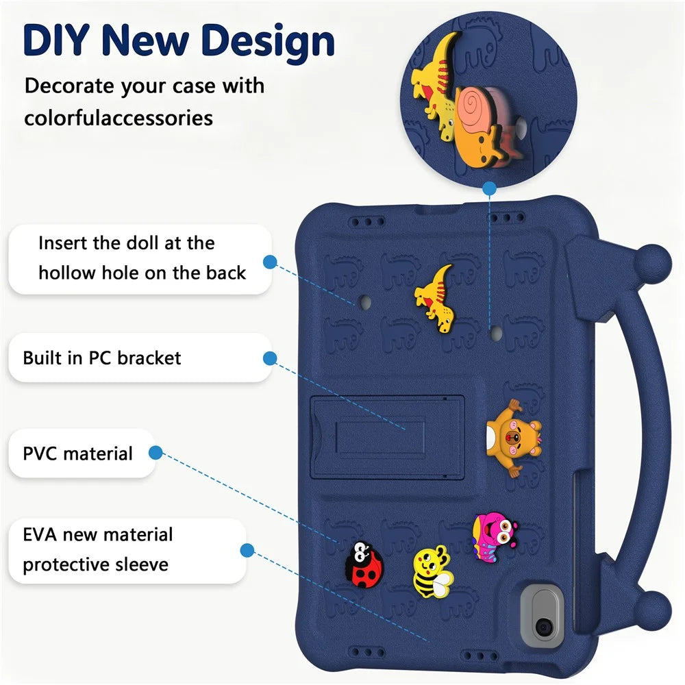 Cartoon EVA Tablet Case for Samsung Galaxy Tab S11 / Tab S10 FE / Tab S10 Lite / Tab S9 / Tab S8 / Tab S7 / Xiaomi Pad 5 / Pad 5 Pro , Kickstand Kid-Friendly Shockproof Cover - Navy Blue - 5