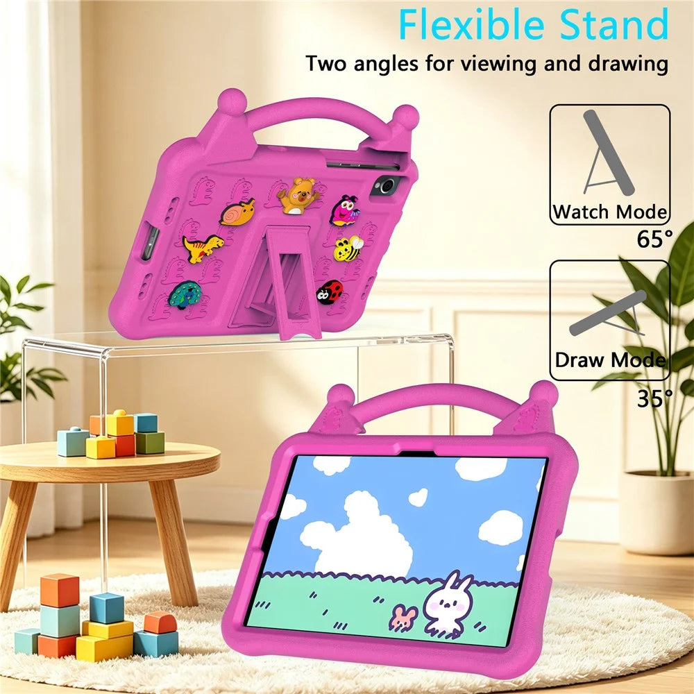 Cartoon EVA Tablet Case for Samsung Galaxy Tab S6 Lite (2024) / (2022) / (2020) / Tab S6 / Tab S5e SM-T720 / Huawei MatePad SE 10.4-inch 2022 / MatePad 10.4 (2022) / (2020) / Honor Pad V7 / Lenovo Tab M10 Plus / Tab K10  - Rose - 3