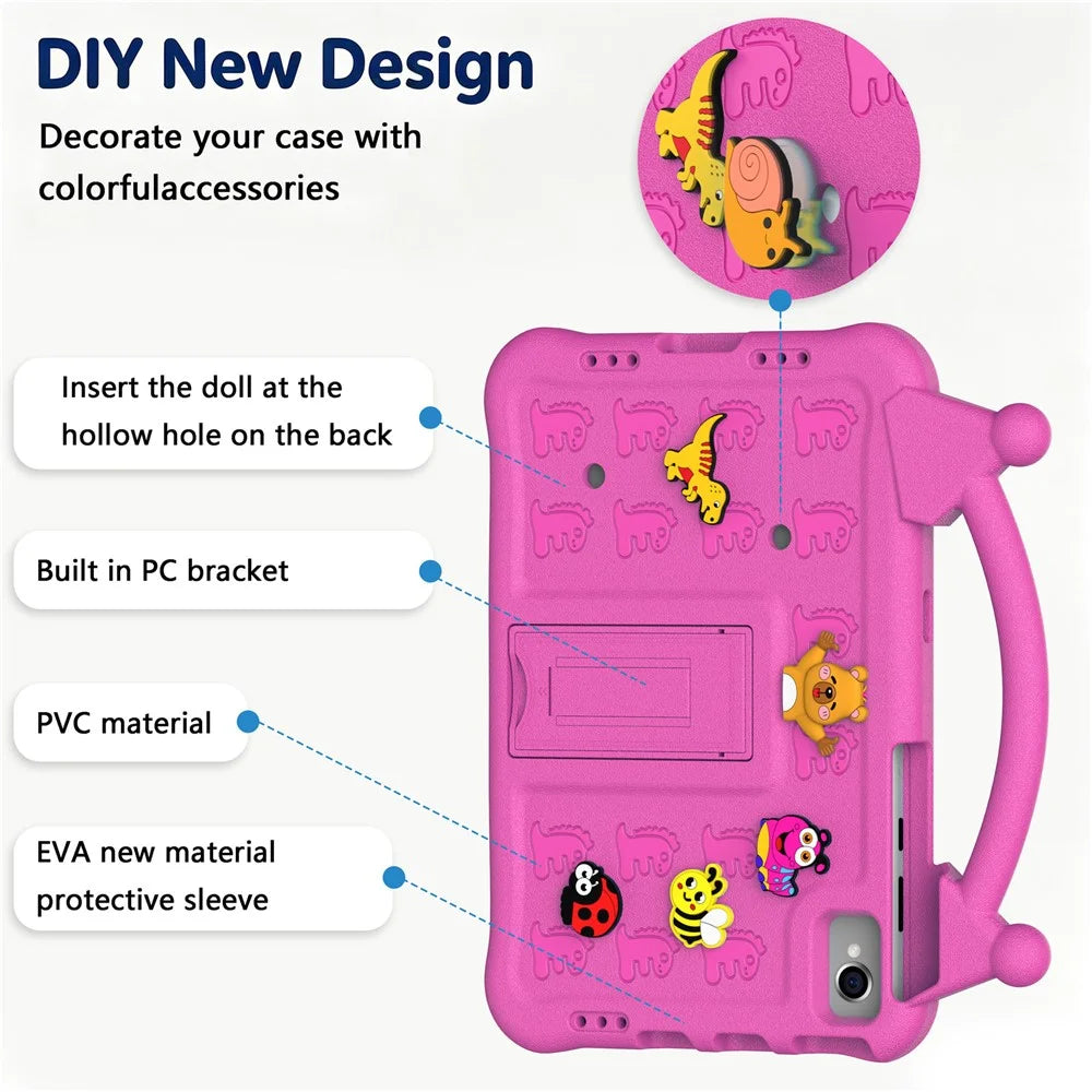Cartoon EVA Tablet Case for Samsung Galaxy Tab S6 Lite (2024) / (2022) / (2020) / Tab S6 / Tab S5e SM-T720 / Huawei MatePad SE 10.4-inch 2022 / MatePad 10.4 (2022) / (2020) / Honor Pad V7 / Lenovo Tab M10 Plus / Tab K10  - Rose - 5