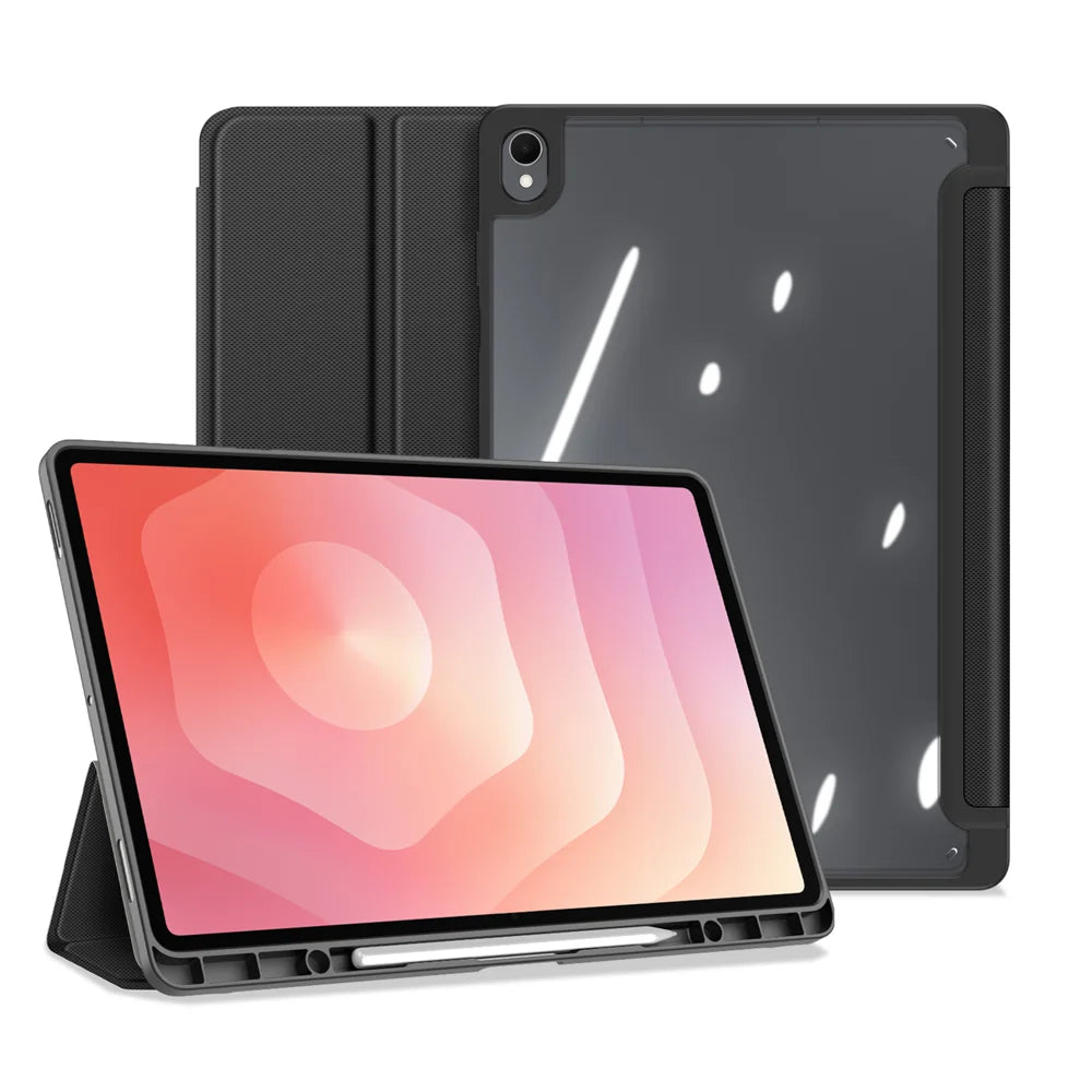 DUX DUCIS for Samsung Galaxy Tab S12+ Case  TOBY Series Tri-fold Stand PU Leather Tablet Cover - Black - 1