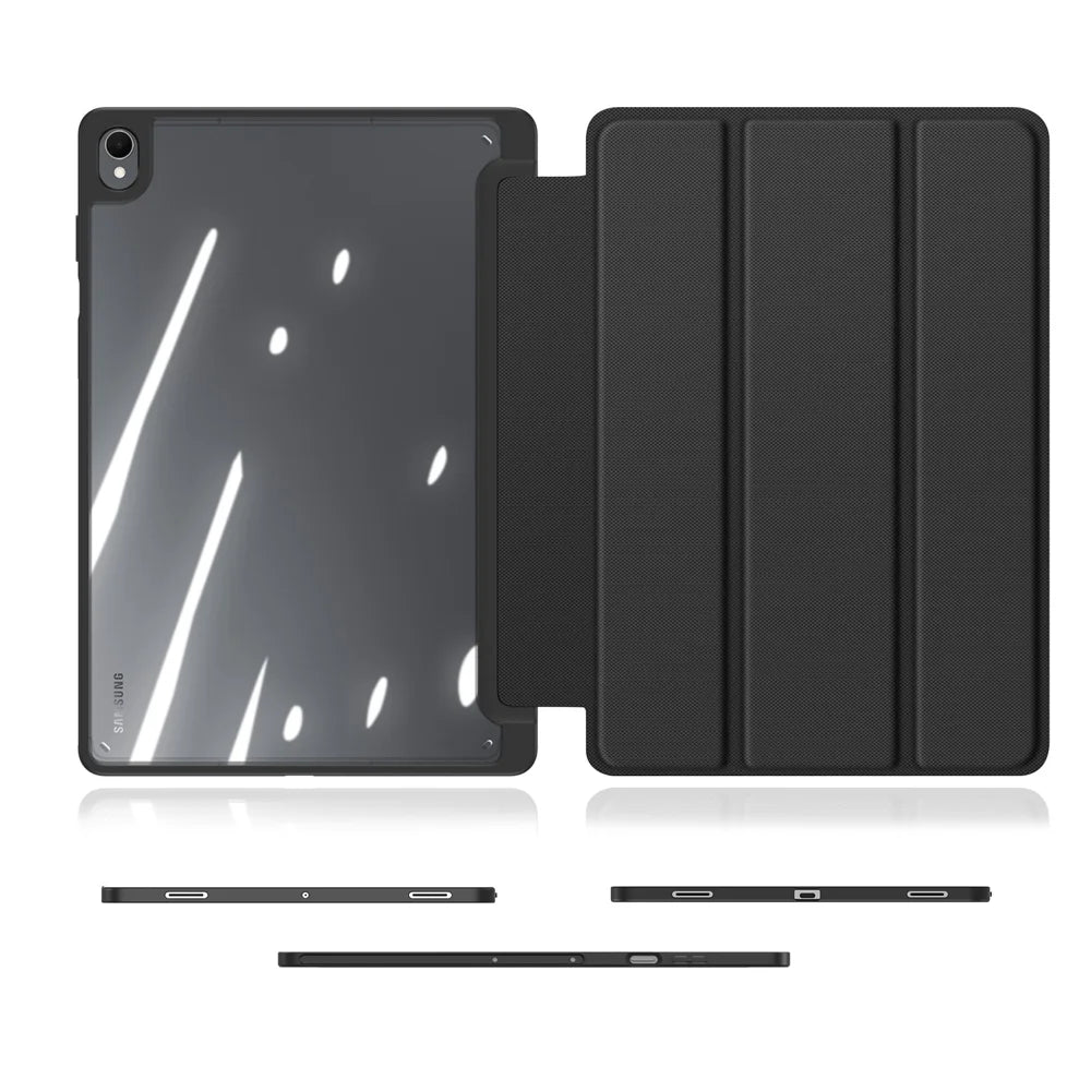 DUX DUCIS for Samsung Galaxy Tab S12+ Case  TOBY Series Tri-fold Stand PU Leather Tablet Cover - Black - 5