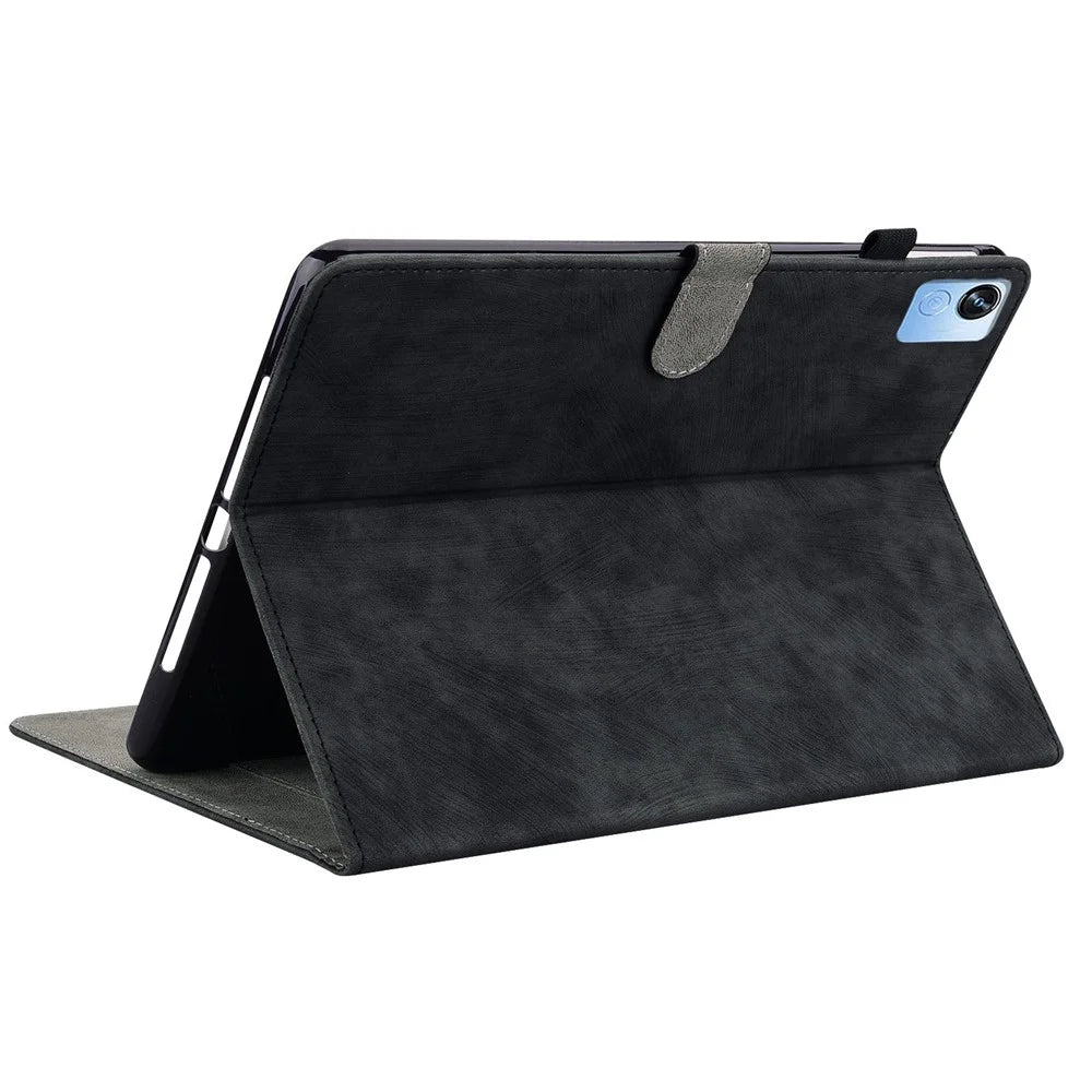 For Realme Pad X Card Slot Function PU Leather Tablet Case Cute Tiger Pattern Imprinted Anti-scratch Shell with Stand - Black - 4