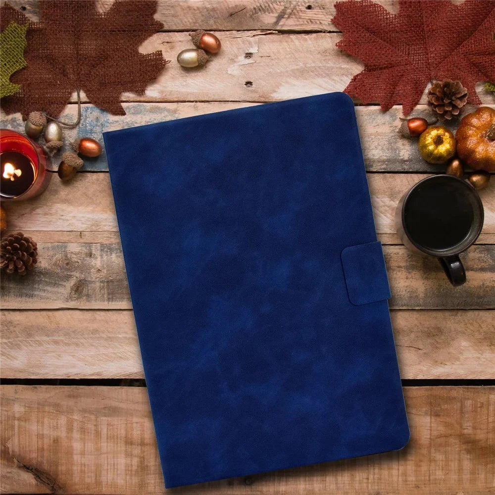 For Lenovo Tab M10 HD Gen 2 X306X Folio Flip Anti-scratch Calf Textured Leather Tablet Case Card Holder Stand Feature Magnetic Protector - Blue - 7