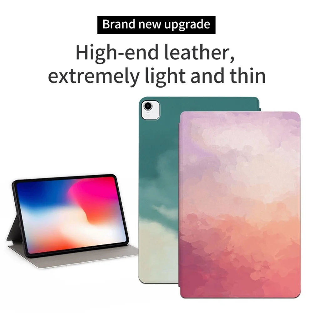 For iPad Pro 11 inch (2018) / (2020) / (2021) / (2022) Watercolor Pattern Protective Cover Anti-fall Scratch-Resistnt PU Leather Tablet Case with Stand and Auto Wake  /  Sleep - Green - 2