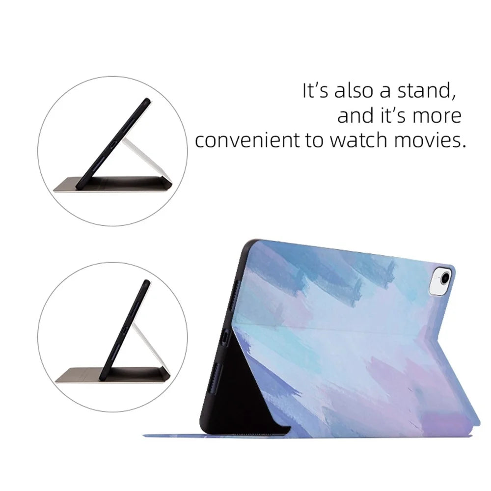 For iPad Pro 11 inch (2018) / (2020) / (2021) / (2022) Watercolor Pattern Protective Cover Anti-fall Scratch-Resistnt PU Leather Tablet Case with Stand and Auto Wake  /  Sleep - Green - 4