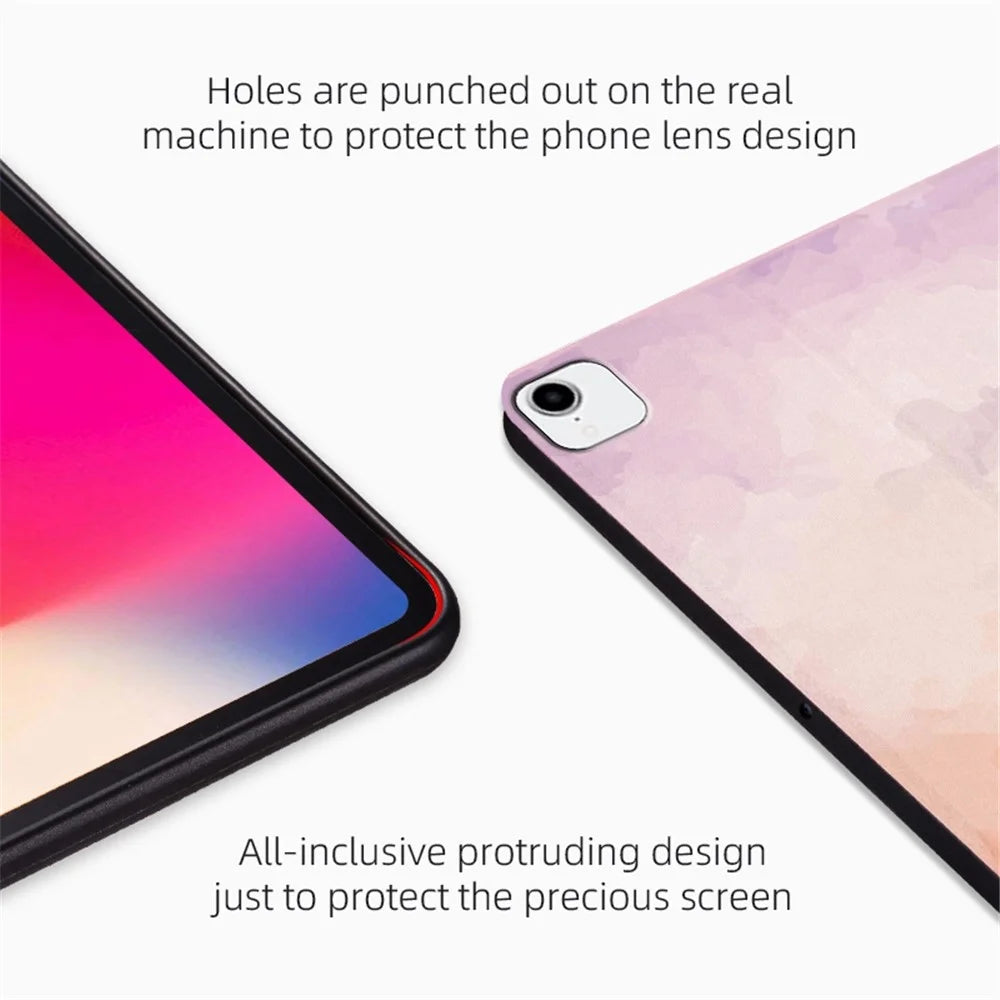 For iPad Pro 11 inch (2018) / (2020) / (2021) / (2022) Watercolor Pattern Protective Cover Anti-fall Scratch-Resistnt PU Leather Tablet Case with Stand and Auto Wake  /  Sleep - Green - 5