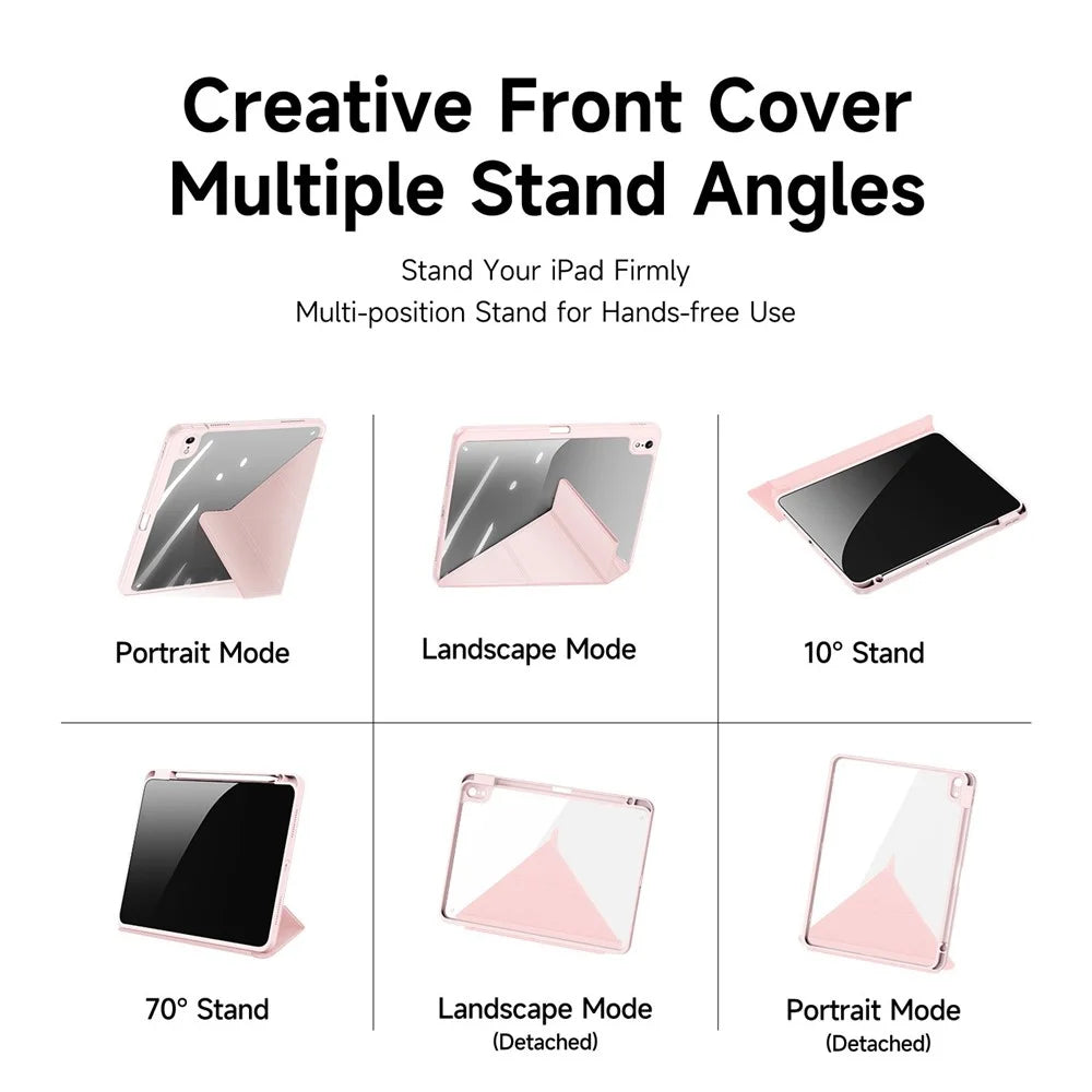 DUX DUCIS for iPad (2025) / 10.9 (2022) Magi Tablet Case Detachable Leather Cover with V-Fold Stand - Pink - 5