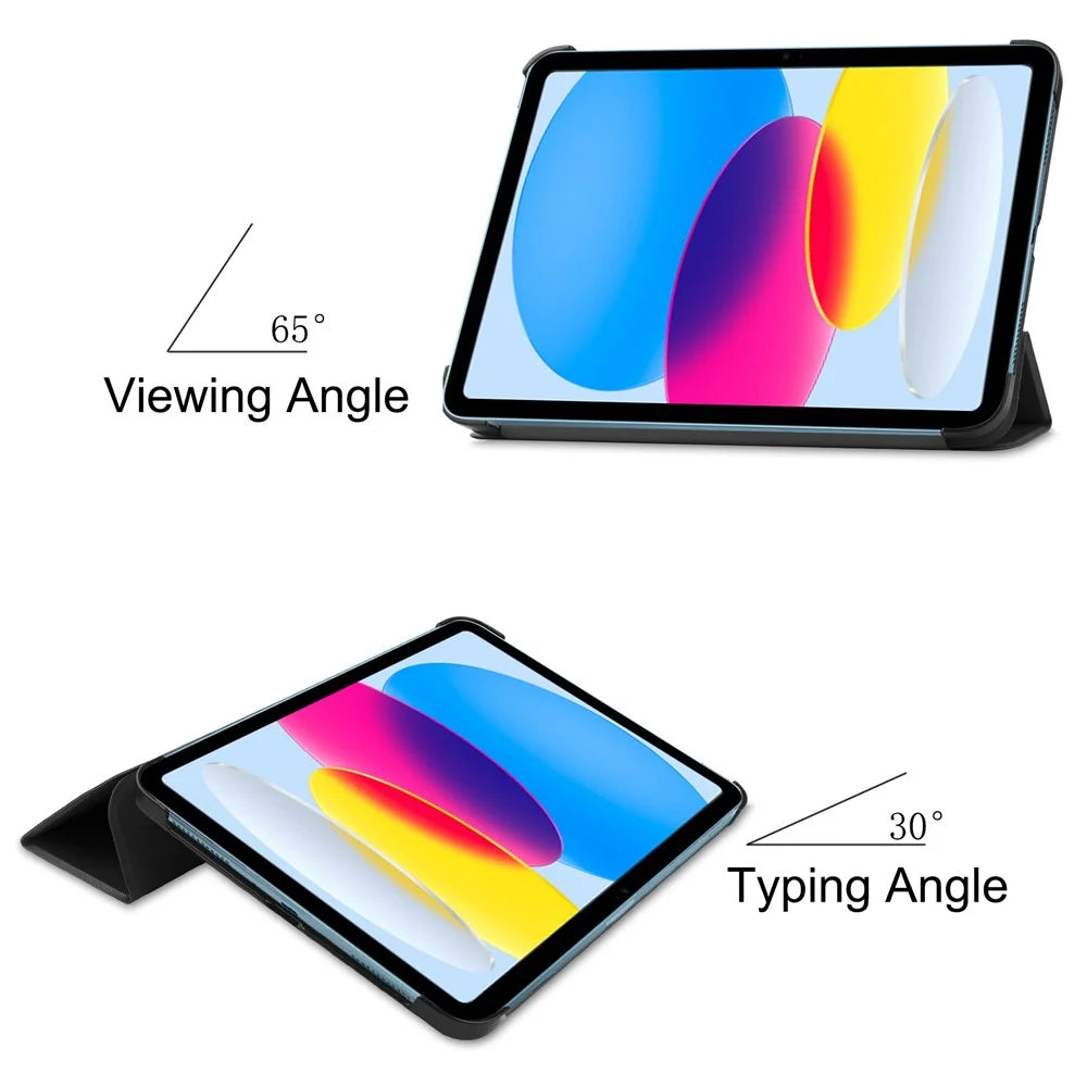 For iPad (2025) / 10.9 (2022) PU Leather Tablet Case Anti-drop Tri-Fold Stand Slim Protective Cover - Black - 3