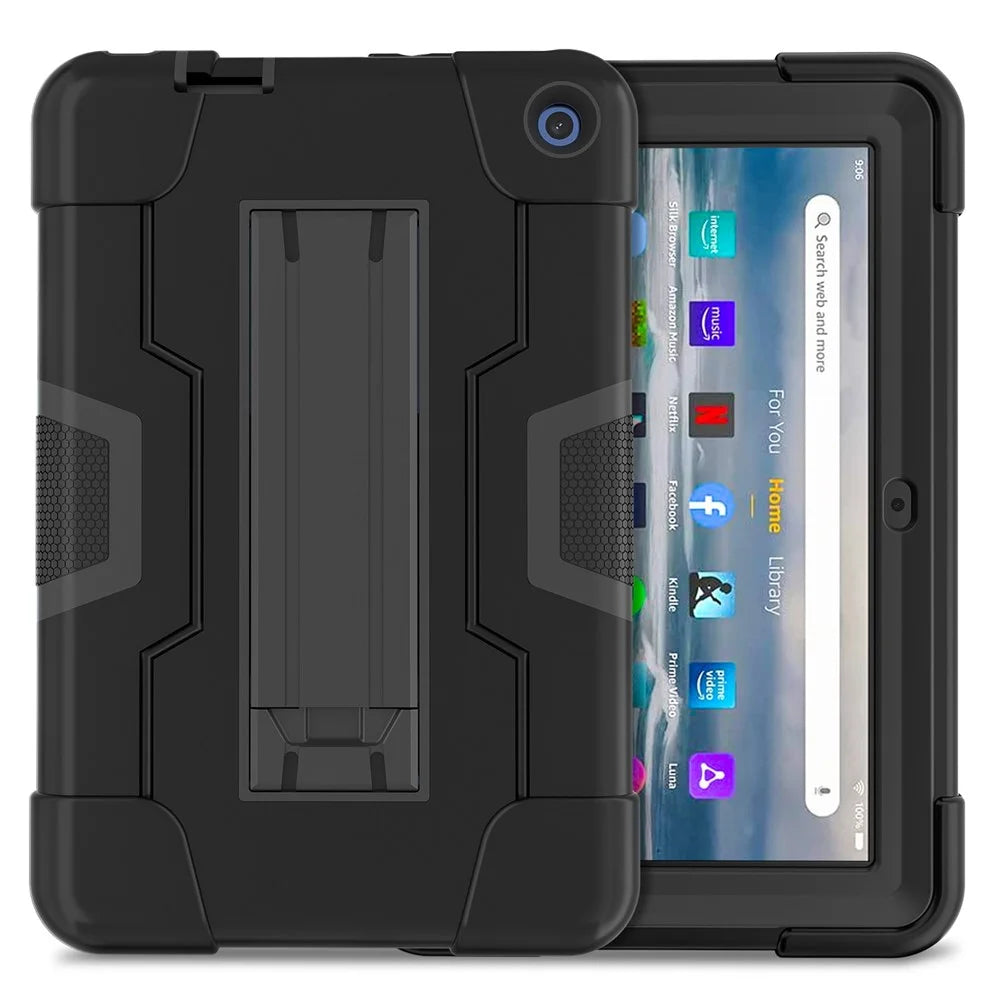 For Amazon Fire 7 (2022) Robot Style Silicone + PC Tablet Case Color Contrast Drop-proof Kickstand Protective Case - Black - 2