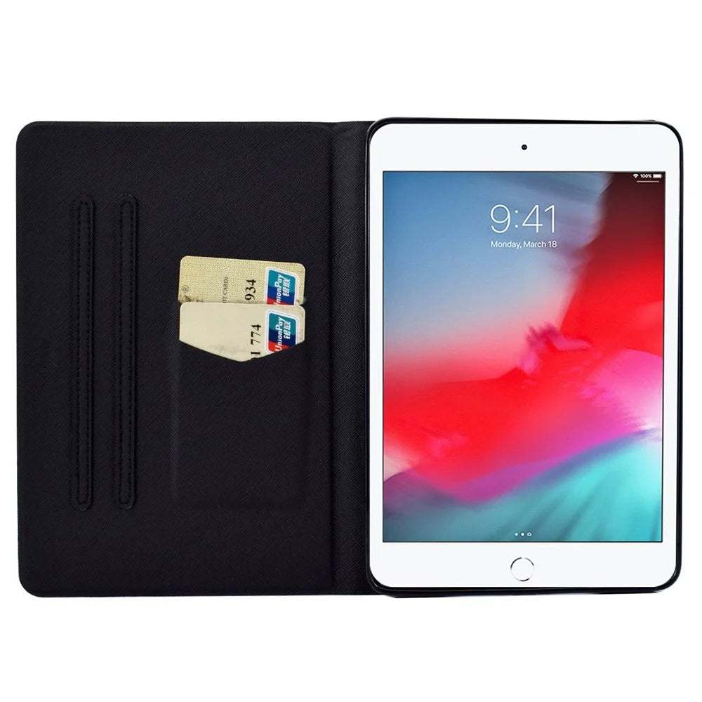 For iPad Mini 1 / 2 / 3 / 4 / mini (2019) 7.9 inch Pattern Printing Magnetic Flip Case PU Leather Folding Folio Stand Cover with Card Slots - Leopard - 2