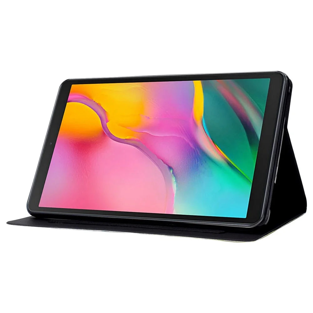 For Samsung Galaxy Tab A 10.1 (2019) T510 / T515 Adjustable Stand PU Leather Tablet Case Pattern Printing Card Holder Drop-proof Cover - Skull - 3