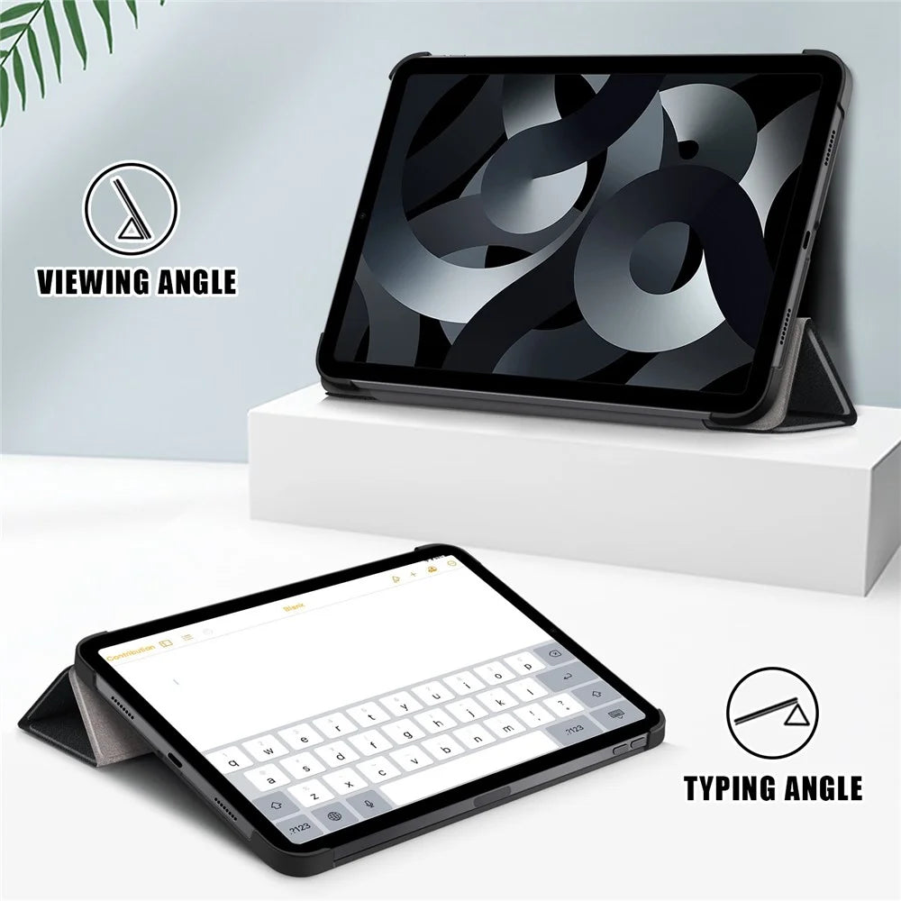 For iPad (2025) / 10.9 (2022) PU Leather Tablet Case Trifold Stand Full Protection Tablet Cover - Black - 4