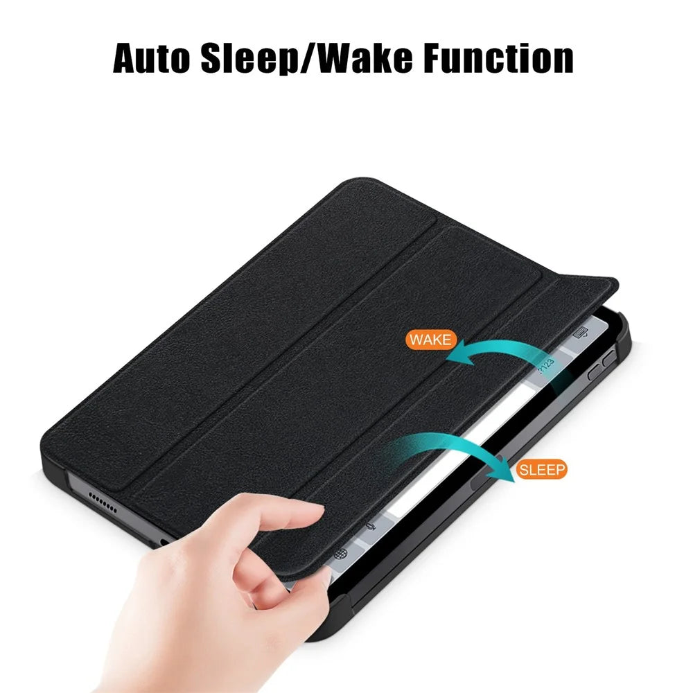 For iPad (2025) / 10.9 (2022) PU Leather Tablet Case Trifold Stand Full Protection Tablet Cover - Black - 5