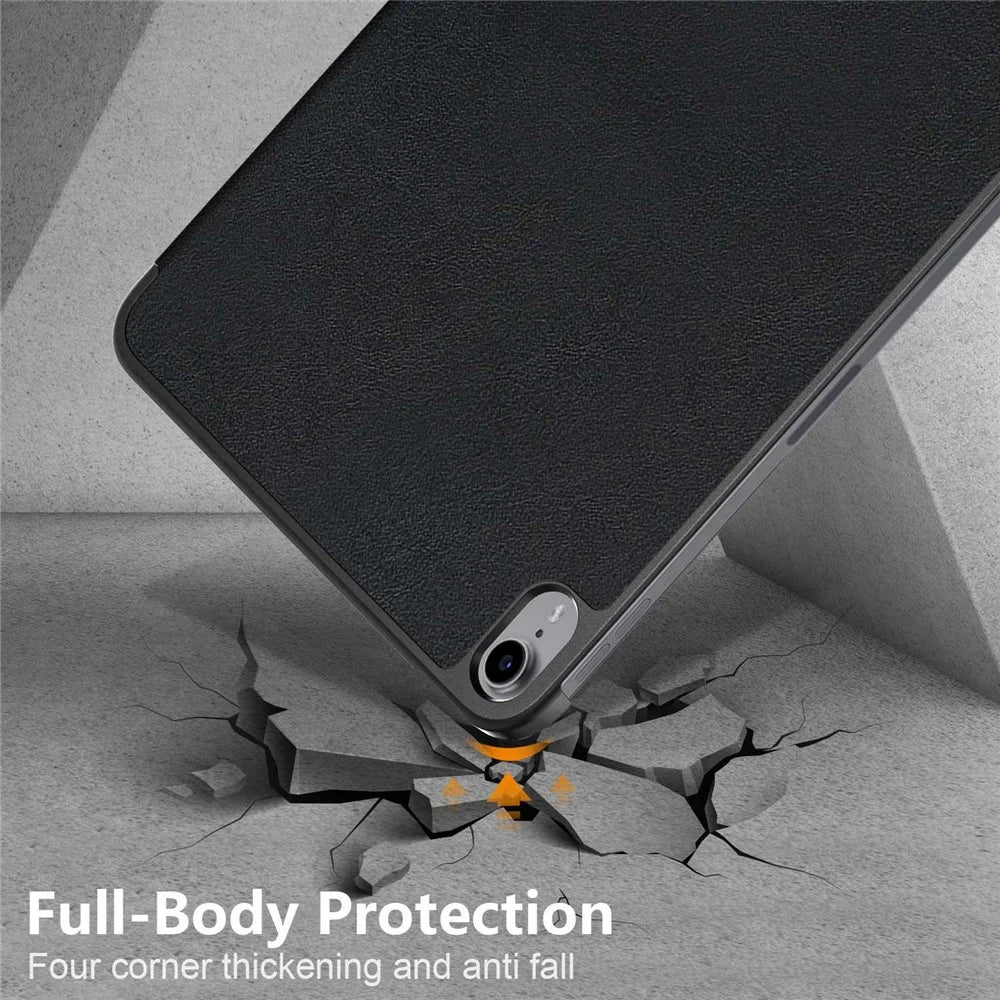For iPad (2025) / 10.9 (2022) PU Leather Tablet Case Trifold Stand Full Protection Tablet Cover - Black - 7