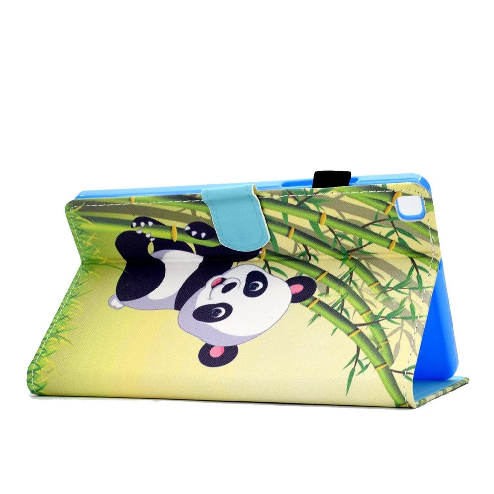 For Samsung Galaxy Tab A 8.0 (2019) SM-T290 (Wi-Fi) / SM-T295 (LTE) Pattern Printing Stitching Line Tablet Case PU Leather Card Slots Flip Stand Cover - Panda - 4