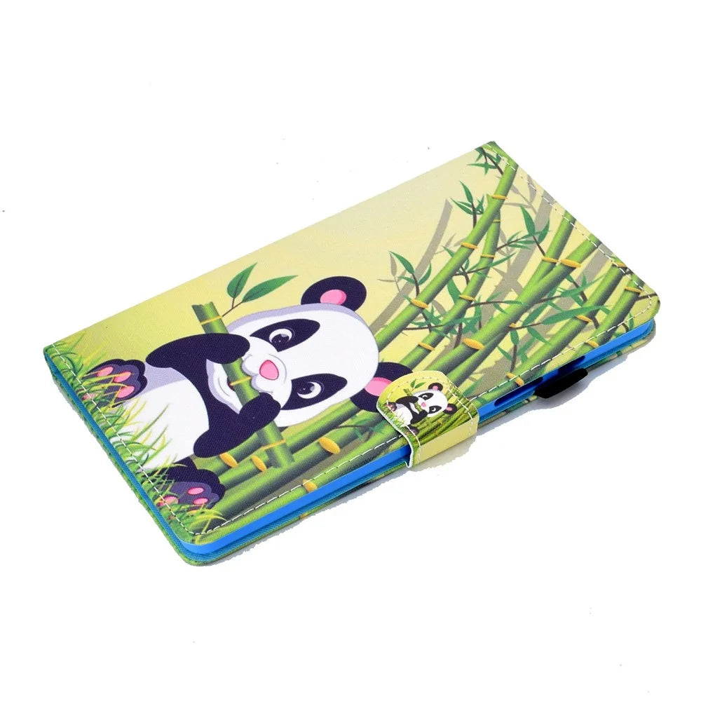 For Samsung Galaxy Tab A 8.0 (2019) SM-T290 (Wi-Fi) / SM-T295 (LTE) Pattern Printing Stitching Line Tablet Case PU Leather Card Slots Flip Stand Cover - Panda - 5