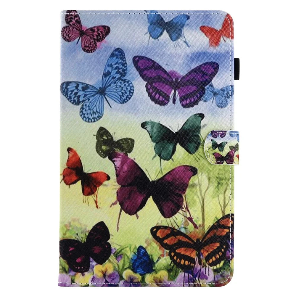 Shockproof Case for Samsung Galaxy Tab A 8.0 SM-T350 (2015) Leather Tablet Cover Stitched Pattern Printed Magnetic Cover with Stand / Card Slots - Colorful Butterfly - 2