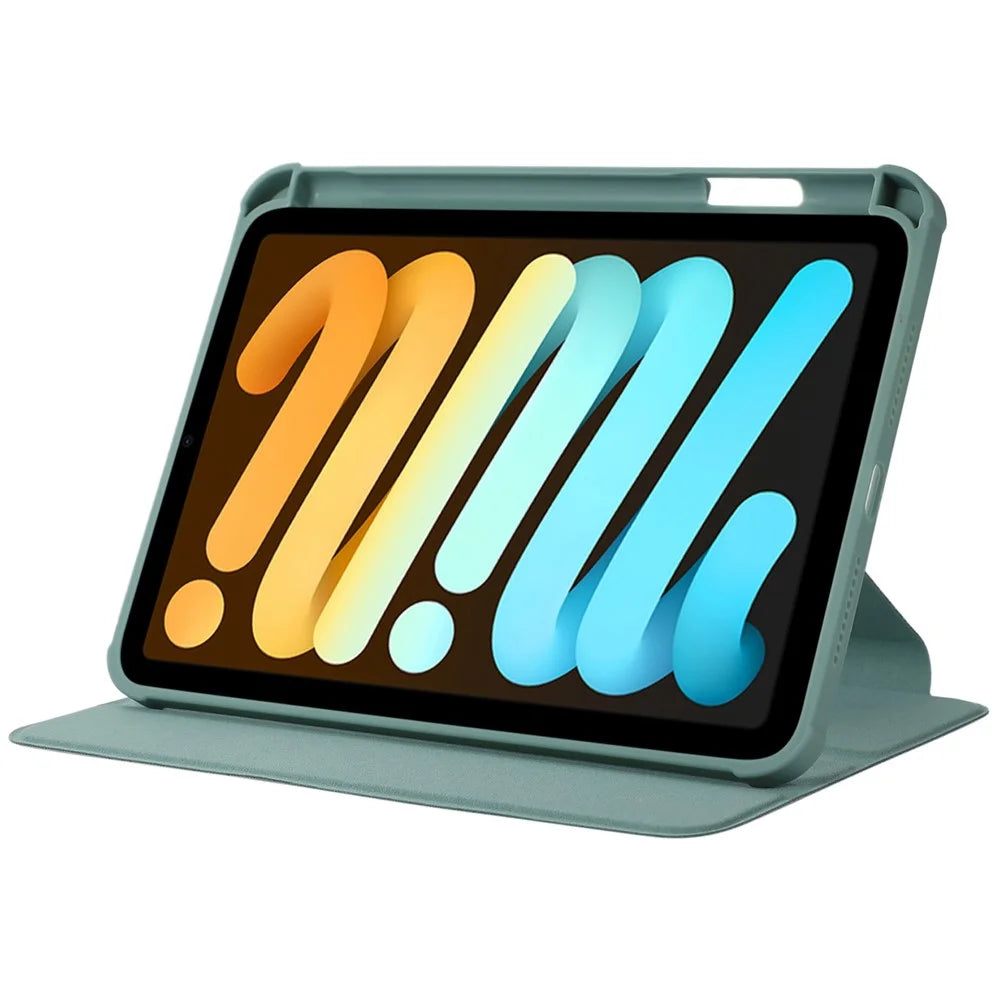 For iPad mini (2024) / mini (2021) Rotary Kickstand Tablet Case PU Leather + TPU + Acrylic Anti-Drop Protective Cover - Black - 5
