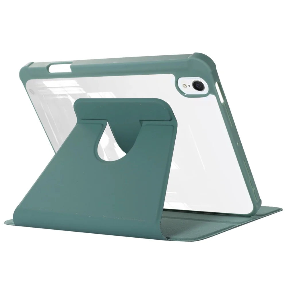 For iPad mini (2024) / mini (2021) Rotary Kickstand Tablet Case PU Leather + TPU + Acrylic Anti-Drop Protective Cover - Black - 6