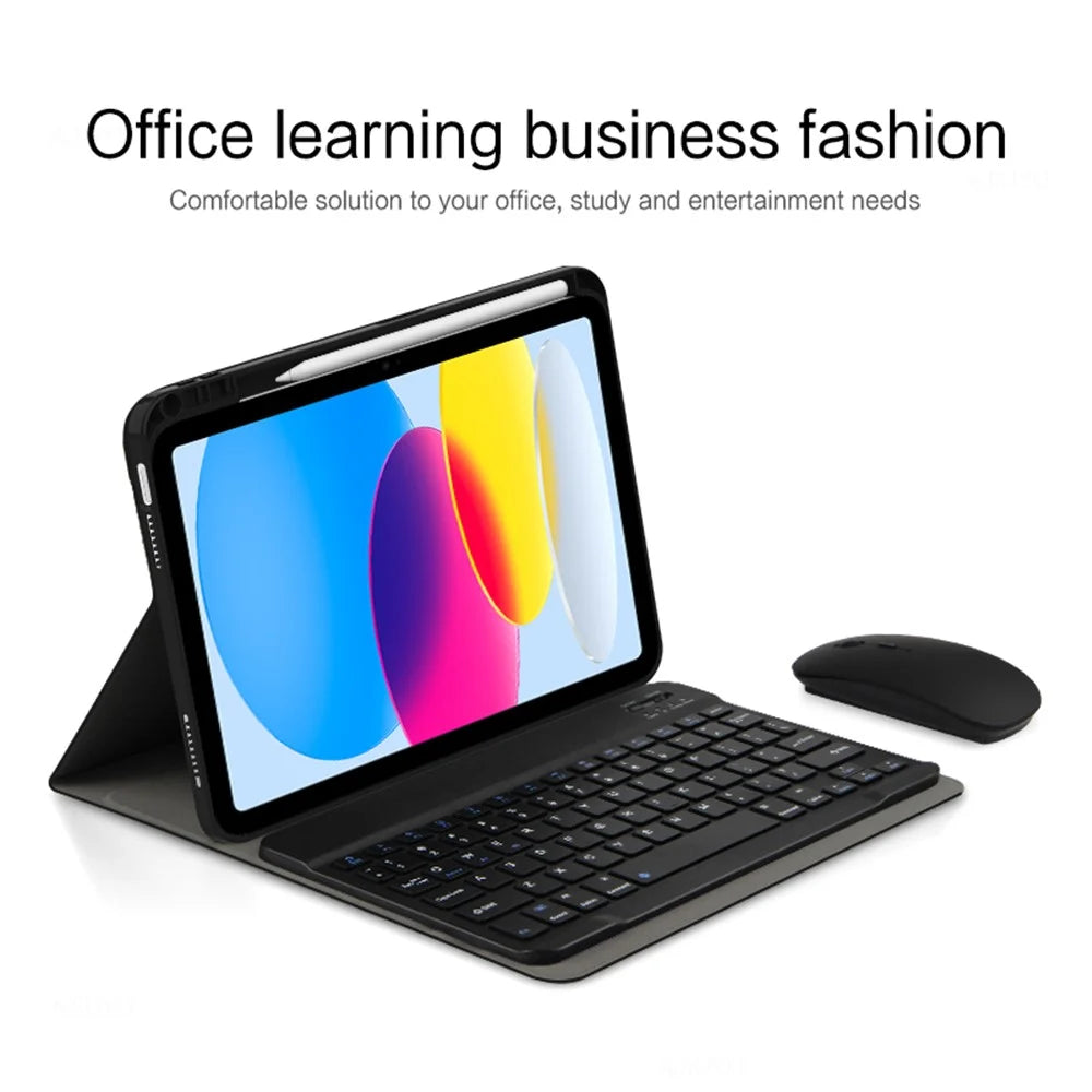 For iPad (2025) / 10.9 (2022) Leather Stand Tablet Case with Detachable Magnetic Wireless Keyboard (Without Touchpad) - Black - 3