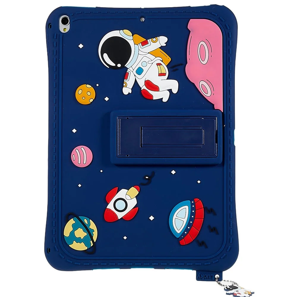 For iPad 10.2 (2021) / (2020) / (2019) / Air 10.5 inch (2019) / Pro 10.5-inch (2017) Space Pattern Kickstand Silicone Cover - Dark Blue - 2
