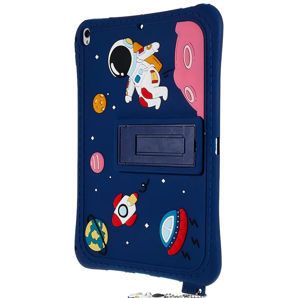 For iPad 10.2 (2021) / (2020) / (2019) / Air 10.5 inch (2019) / Pro 10.5-inch (2017) Space Pattern Kickstand Silicone Cover - Dark Blue - 3