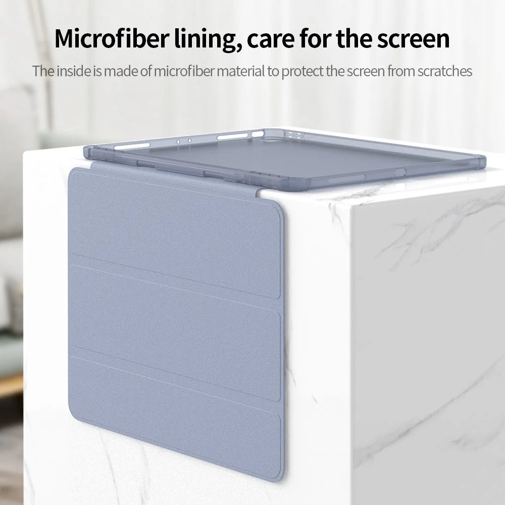 For iPad Pro 11 (2020) / (2021) / (2022) PU Leather Soft TPU Shell Trifold Stand Cover Magnetic Flip Auto Sleep / Wake Tablet Case with Pencil Holder - Dark Blue - 5