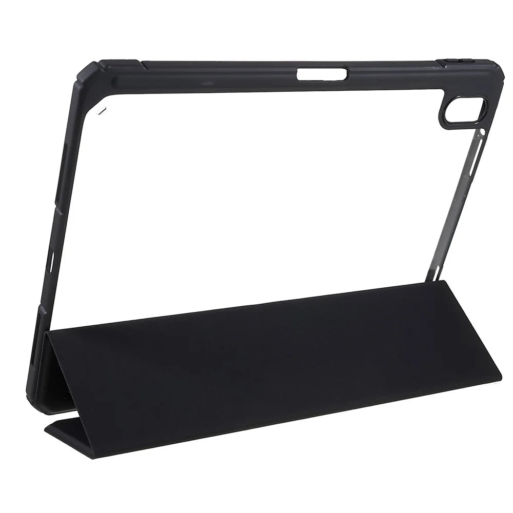 MUTURAL For iPad (2025) / 10.9 (2022) Hybrid TPU+PC Full-Body Protective Case Transparent Back Shockproof Stand Cover with Pen Slot - Black - 3