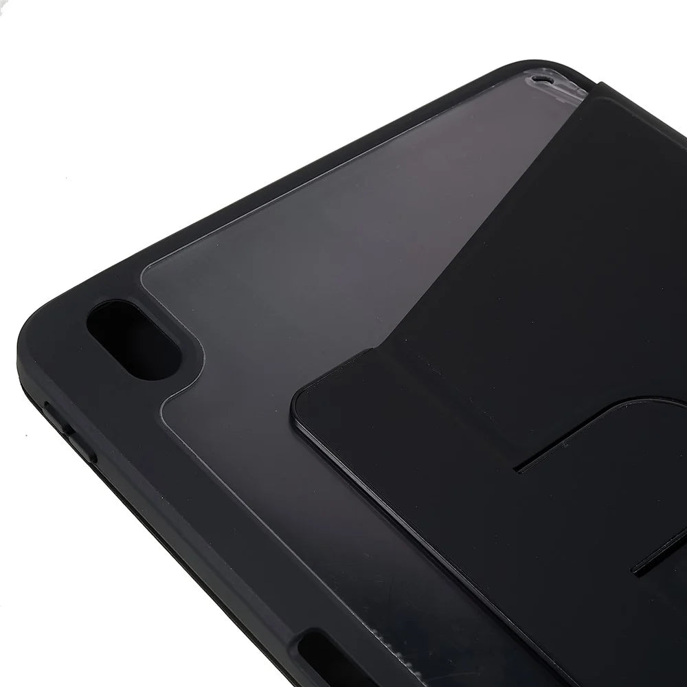 MUTURAL for iPad (2025) / 10.9 (2022) PU Leather Stand Tablet Case Clear Transparent Back Shockproof Protective Cover with Pen Holder - Black - 7